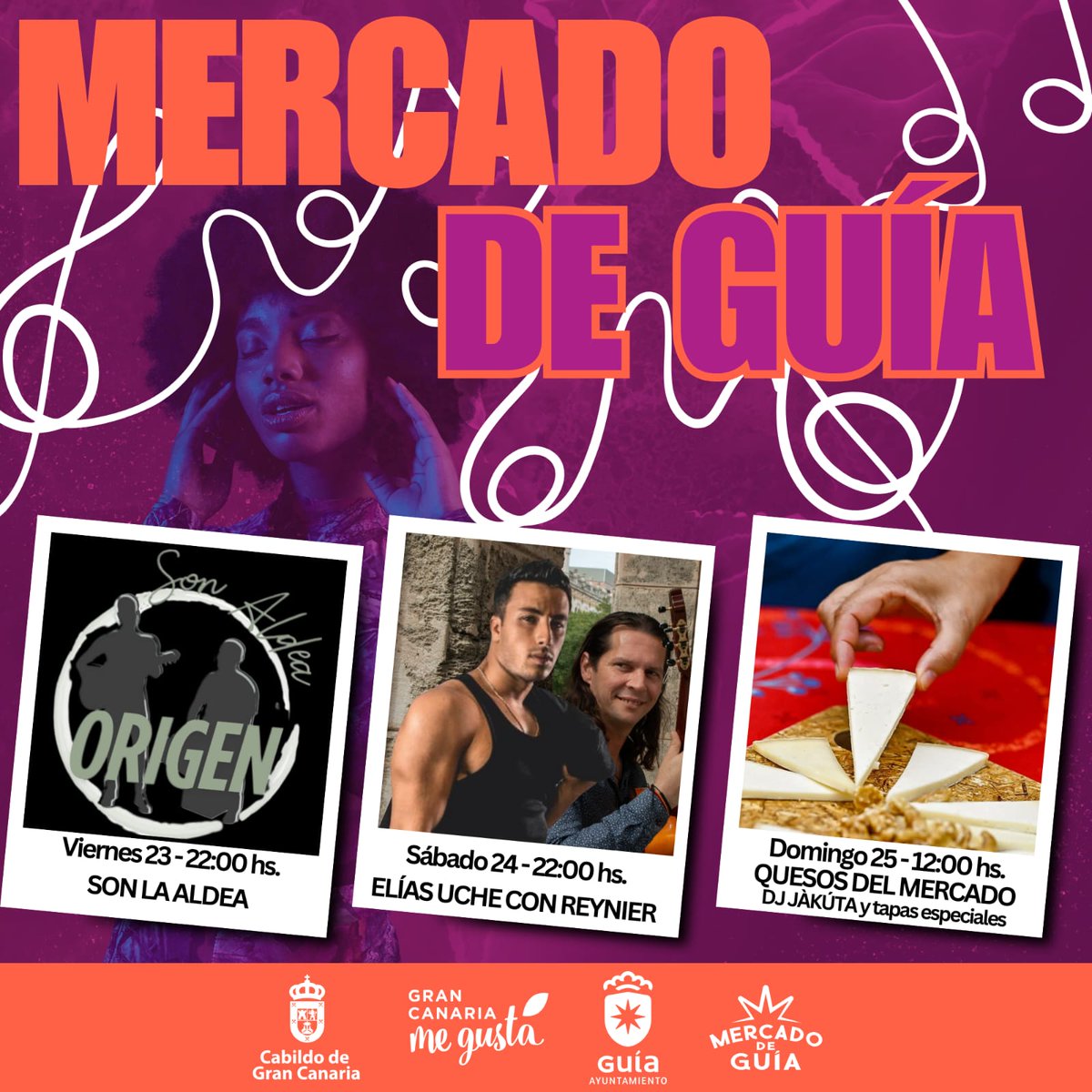 mercadodeguia's tweet photo. ¡Este fin de semana el Mercado de Guía vibra con música y sabor!🎶🧀

Te invitamos a disfrutar de un planazo para todos los gustos.

¡No faltes al plan más completo del fin de semana!

#MercadoDeGuía | #MúsicaEnVivo | #QuesosCanarios | #PlanDeFinDeSemana | #SantaMaríadeGuía https://t.co/r70KZxtY7n