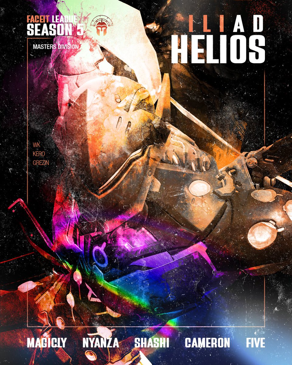 Bask in the light of the divine.
☀️ILIAD HELIOS☀️ rises - forged by the sun.
Competing in <a href="/FACEIT_OW/">FACEIT Overwatch</a> League Season 5 Masters!

HELIOS vs. Shikigami — Tonight!

Our roster:
🛡️<a href="/magicly_ow/">Magicly</a> 
⚔️<a href="/nyanzaa_ow/">nyanza</a> 
⚔️shashi
💉<a href="/_c5meron/">cameron</a> 
💉<a href="/Five_FPS/">Five</a> 

🧠<a href="/Grezin_K/">Grezin</a> 
💼<a href="/zer0hat3r/">wk ˗ˏˋ ★ ˎˊ˗</a> 

#DestinyAwaits