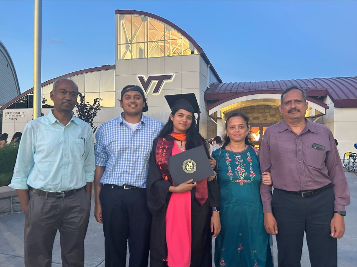 The Sanghani Center at Virginia Tech (@sanghanictrvt) on Twitter photo Hats off to <a href="/priyapitre/">Priya</a>, who celebrated her masterโs degree in computer science with her fiancรฉ & their family members. Priya will return to <a href="/virginia_tech/">Virginia Tech</a> & @SanaghaniCtrVT to pursue a Ph.D. with co-advisors <a href="/profnaren/">Naren Ramakrishnan</a> and <a href="/xwang174/">Xuan Wang</a>.
๐๐ #HokieGrad #VT25 Hats off to <a href="/priyapitre/">Priya</a>, who celebrated her masterโs degree in computer science with her fiancรฉ & their family members. Priya will return to <a href="/virginia_tech/">Virginia Tech</a> & @SanaghaniCtrVT to pursue a Ph.D. with co-advisors <a href="/profnaren/">Naren Ramakrishnan</a> and <a href="/xwang174/">Xuan Wang</a>.
๐๐ #HokieGrad #VT25
