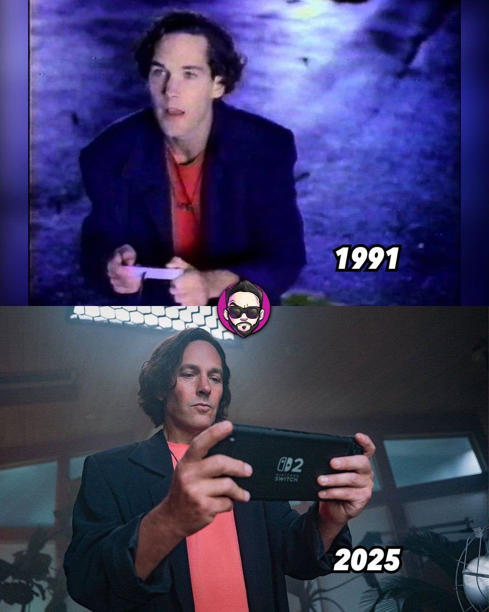 JuanitoSay's tweet image. Paul Rudd promocionando la SNES en 1991 ❤️
Paul Rudd promocionando la Nintendo Switch 2 en 2025 ❤️