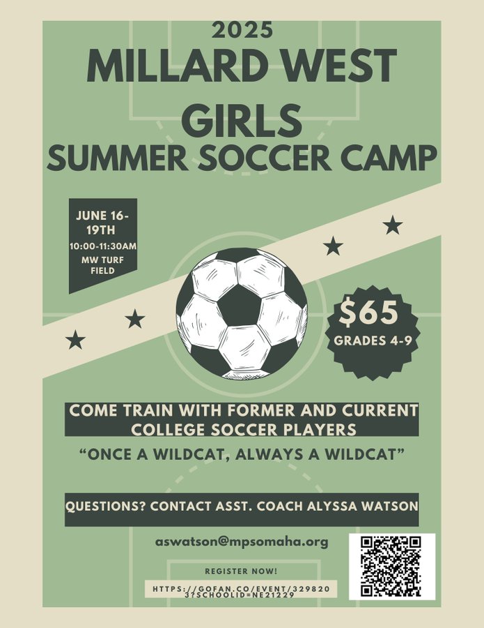 MW Girls Soccer (@mwgirlssoccer) on Twitter photo 📢Attention all Russell Middle School girls who intend to play soccer at Millard West📢
We'll see you on Thursday (5/22) @ 3:00 for a quick visit and check in!
And don't forget to sign up for our camp now!
<a href="/mps_russell/">Russell Middle</a>
<a href="/Russellacts/">Russell Middle School Activities</a> 📢Attention all Russell Middle School girls who intend to play soccer at Millard West📢
We'll see you on Thursday (5/22) @ 3:00 for a quick visit and check in!
And don't forget to sign up for our camp now!
<a href="/mps_russell/">Russell Middle</a>
<a href="/Russellacts/">Russell Middle School Activities</a>