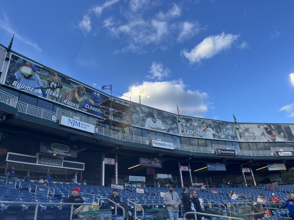 Signing in from Arm &amp; Hammer Park, home of baseball legends like Chase, Derby and Rookie. 

CVC Tournament final coming up between Lawrence and Robbinsville #njbaseball