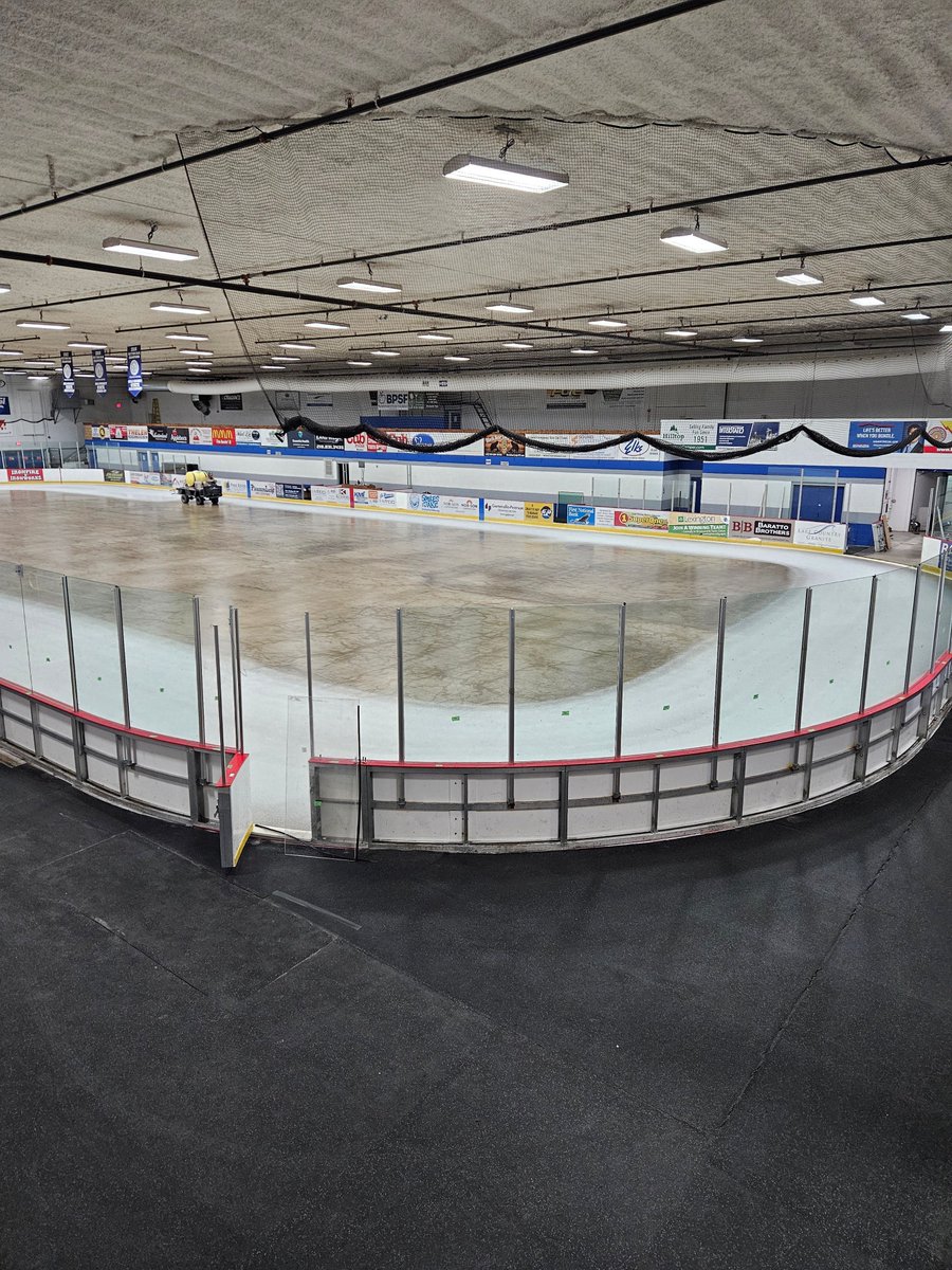 BASFEHSC's tweet photo. We got all the boards and glass back in last week. Then after a couple very long days with Jeff, Sam, and Ben from Arena Warehouse, we painted and put in lines and logos. We think it turned out awesome. We'll be skating in just a couple weeks. https://t.co/PIGn7Vj6sL