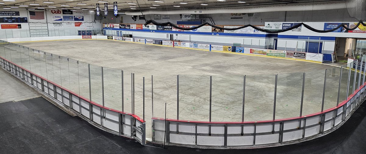 BASFEHSC's tweet photo. We got all the boards and glass back in last week. Then after a couple very long days with Jeff, Sam, and Ben from Arena Warehouse, we painted and put in lines and logos. We think it turned out awesome. We'll be skating in just a couple weeks. https://t.co/PIGn7Vj6sL