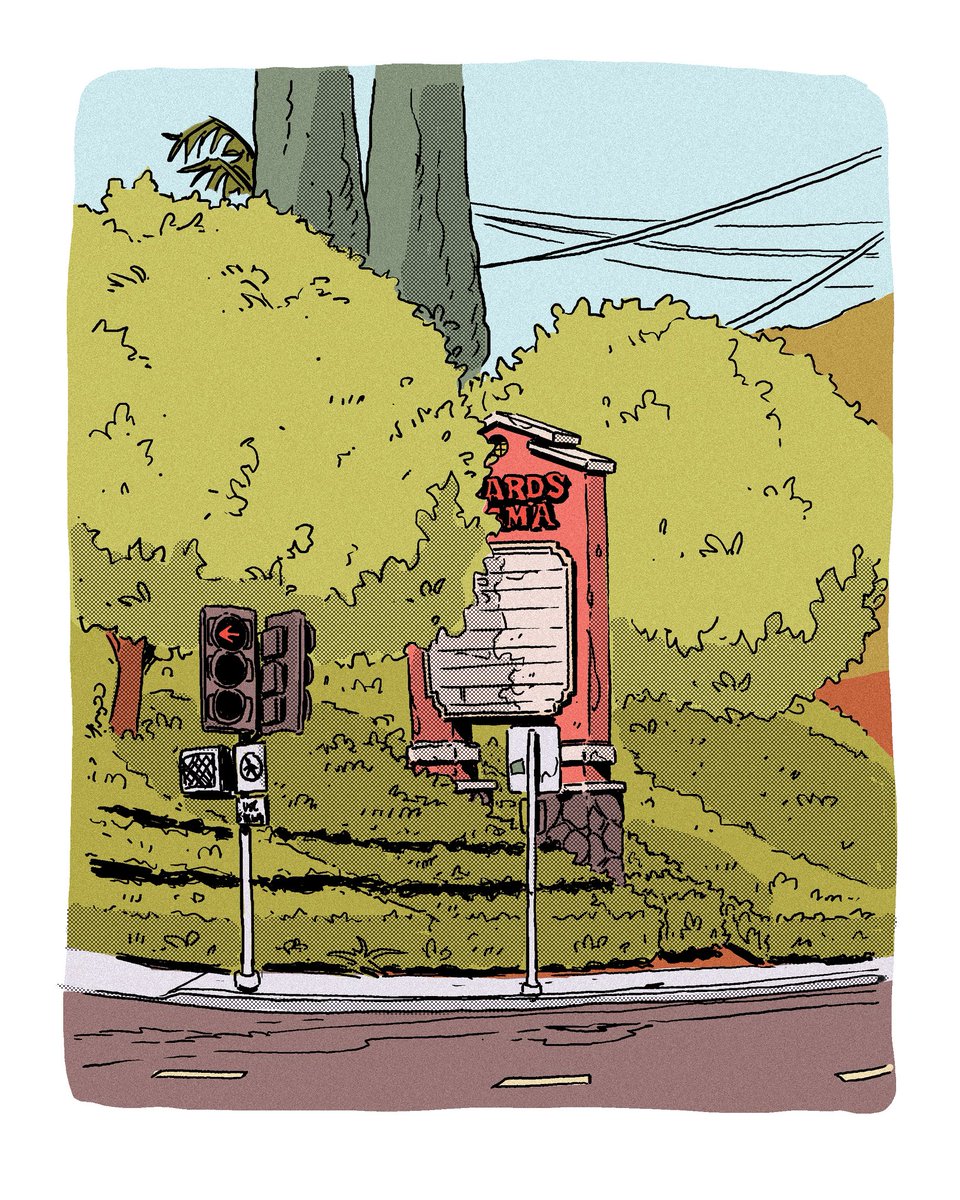 Sketch from a quick photo I took recently. No longer in business, but I grew up going to the movies here