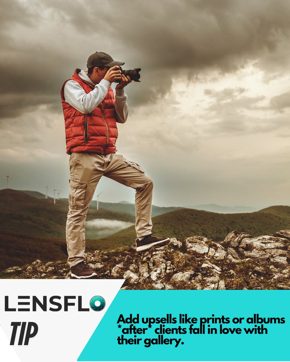 📈 Add upsells like prints or albums after clients fall in love with their gallery. 

Automate offers &amp; reminders with LensFlo and boost your income while focusing on shooting. 

Free beta testers wanted! DM us to get started. #PhotographyTips #LensFlo