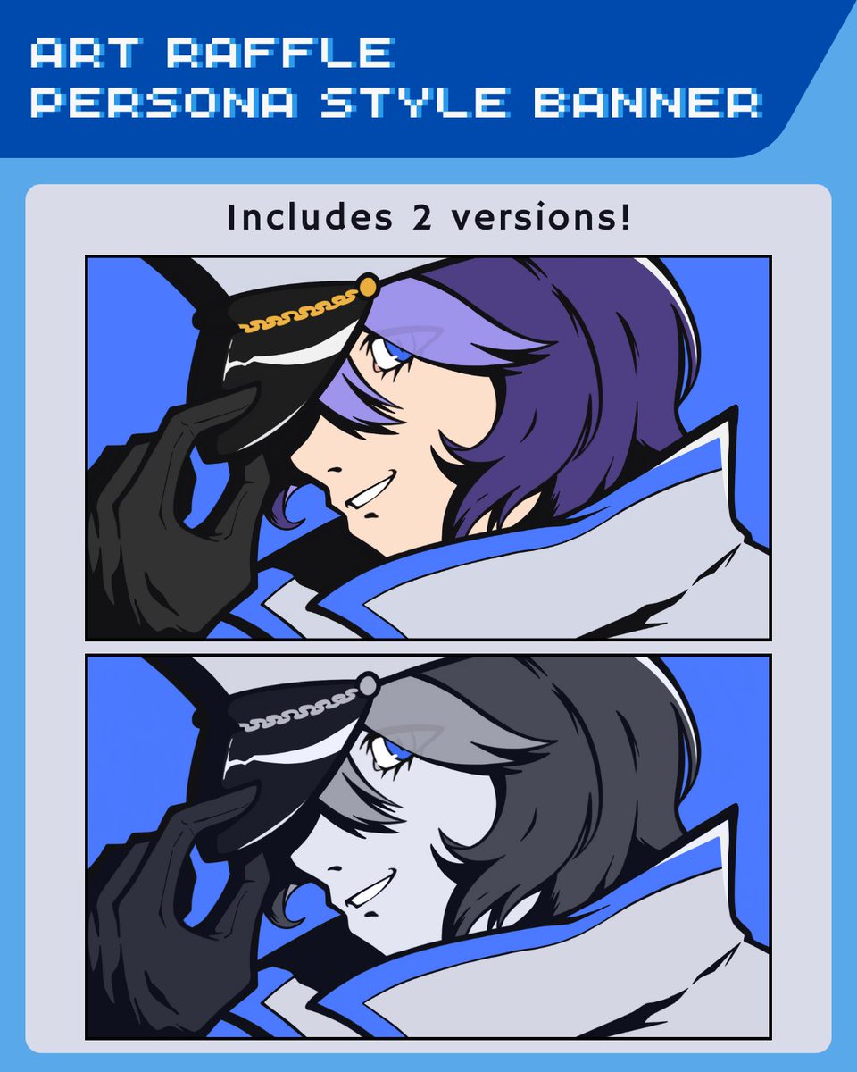 ✦ ART RAFFLE ✦
To celebrate my 4th vtuber anniversary!
1 winner will get a banner in the persona art style

To enter:
- Follow
- Retweet (no QRT)
- Reply with ref of OC or model

✦ Ends May 26 ✦