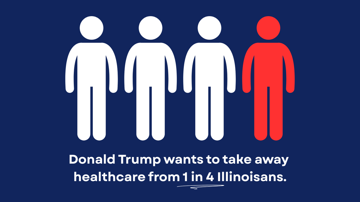 13 million Americans. 1 in 4 Illinoisans.
That’s how many people Donald Trump and House Republicans want to take healthcare away from.