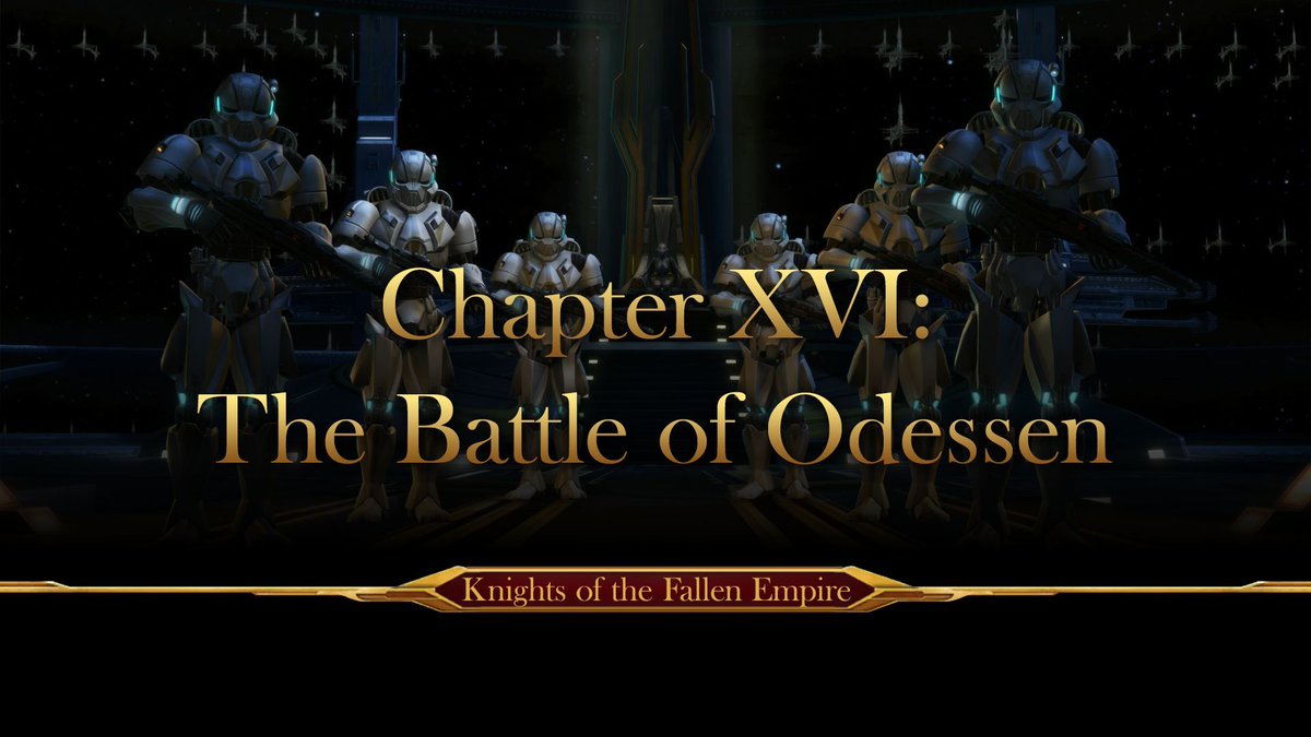 Exarch1's tweet photo. Knights of the Fallen Empire | Chapter XVI: The Battle of Odessen 

Emperor Arcann keeps an iron grip on loyal vessels. His personal armada lurks in the deepest reaches of Wild Space, waiting for a chance to destroy the Alliance. 

https://t.co/GwDrPYKTGP 

#SWTOR #StarWars https://t.co/FFp1d81A5Z