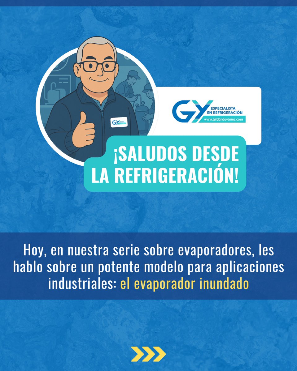 ingenieroyanez's tweet photo. En refrigeración industrial, los evaporadores inundados son sinónimo de eficiencia energética: operan con amoniaco y dejan pasar una pequeña porción de líquido sin evaporar para mejorar la transferencia de calor. Si ya los han instalado o ajustado, saben que cada detalle cuenta. https://t.co/YR5PUGNM3J