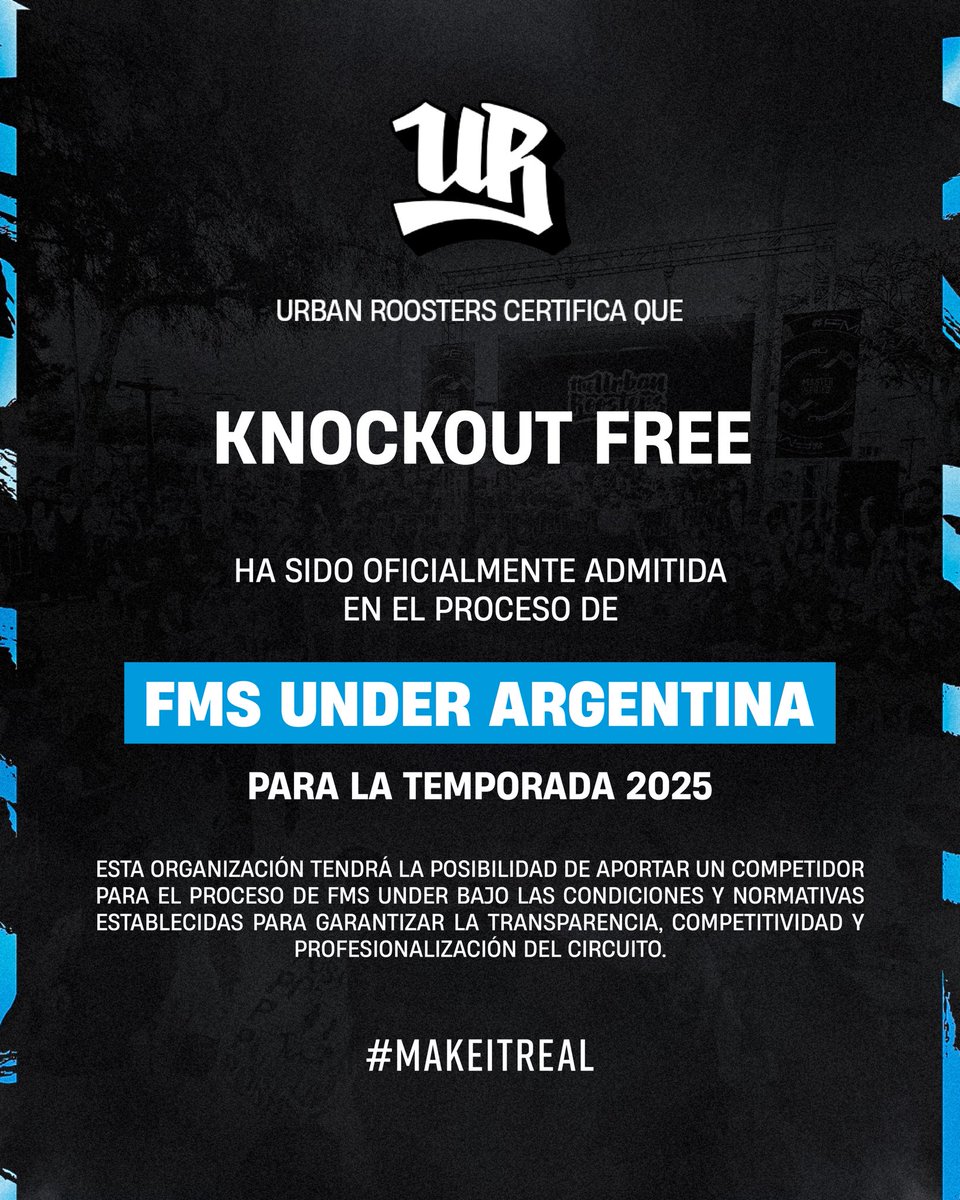 knockoutfree1's tweet photo. 🔥 Knockout Freestyle entra al proceso de FMS UNDER ARG 2025 🔥

Un paso enorme para la plaza, para nuestro equipo y para Bahía Blanca💥

Gracias @fms_argentina @AUrbanroosters por creer en el under.
Esto recién empieza. https://t.co/sopgJlGlsh