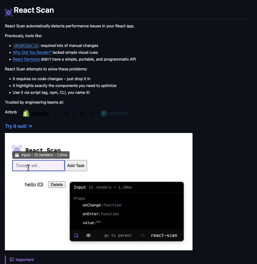 D4Vinci1's tweet image. react-scan by @aidenybai

Optimize your React app&apos;s performance with ease! Introducing React Scan, an automatic detection tool that highlights exactly which components need optimization. No code changes required!&quot; #React #PerformanceOptimization