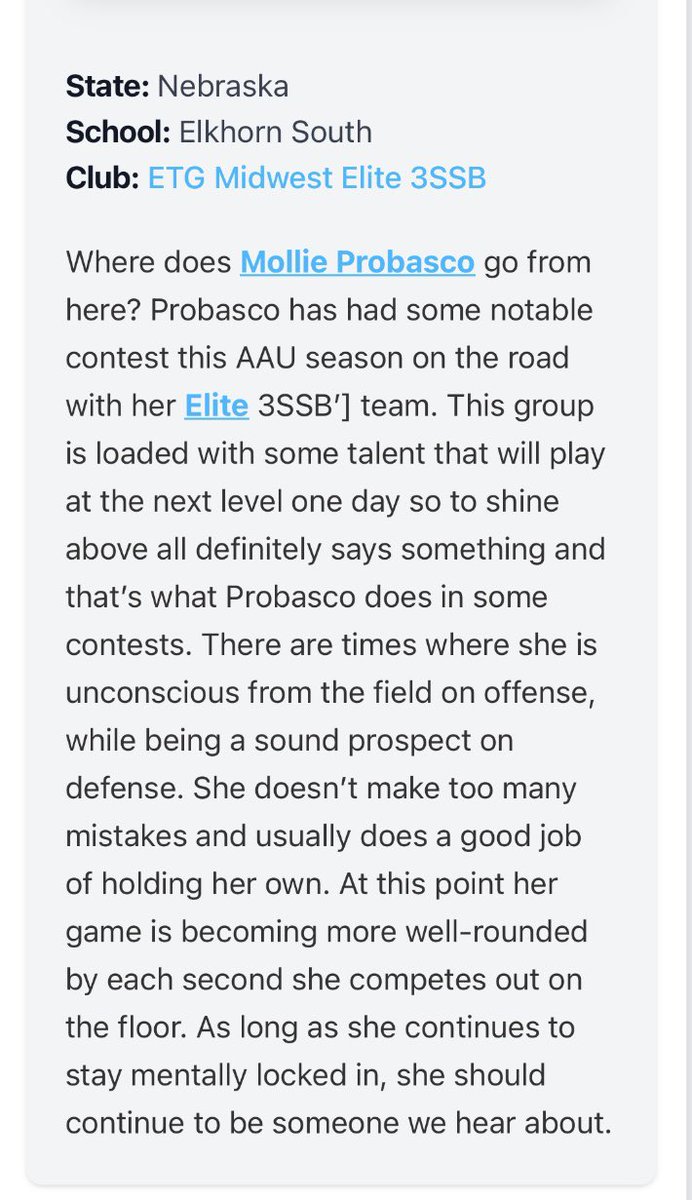 Mollie Probasco (@mollie_probasco) on Twitter photo Thanks for the write up <a href="/PGHBrooks/">Jeremy Brooks</a>! Excited for the rest of summer ball! <a href="/eliteBB2024/">ETG 3SSB Girls 16U</a> <a href="/ETGmwgbb/">ETG Midwest Elite Girls 3SSB</a> <a href="/elksouthgbb/">Elkhorn South Girls Basketball</a> <a href="/gvbacademy/">Going Vertical Basketball Academy</a> Thanks for the write up <a href="/PGHBrooks/">Jeremy Brooks</a>! Excited for the rest of summer ball! <a href="/eliteBB2024/">ETG 3SSB Girls 16U</a> <a href="/ETGmwgbb/">ETG Midwest Elite Girls 3SSB</a> <a href="/elksouthgbb/">Elkhorn South Girls Basketball</a> <a href="/gvbacademy/">Going Vertical Basketball Academy</a>