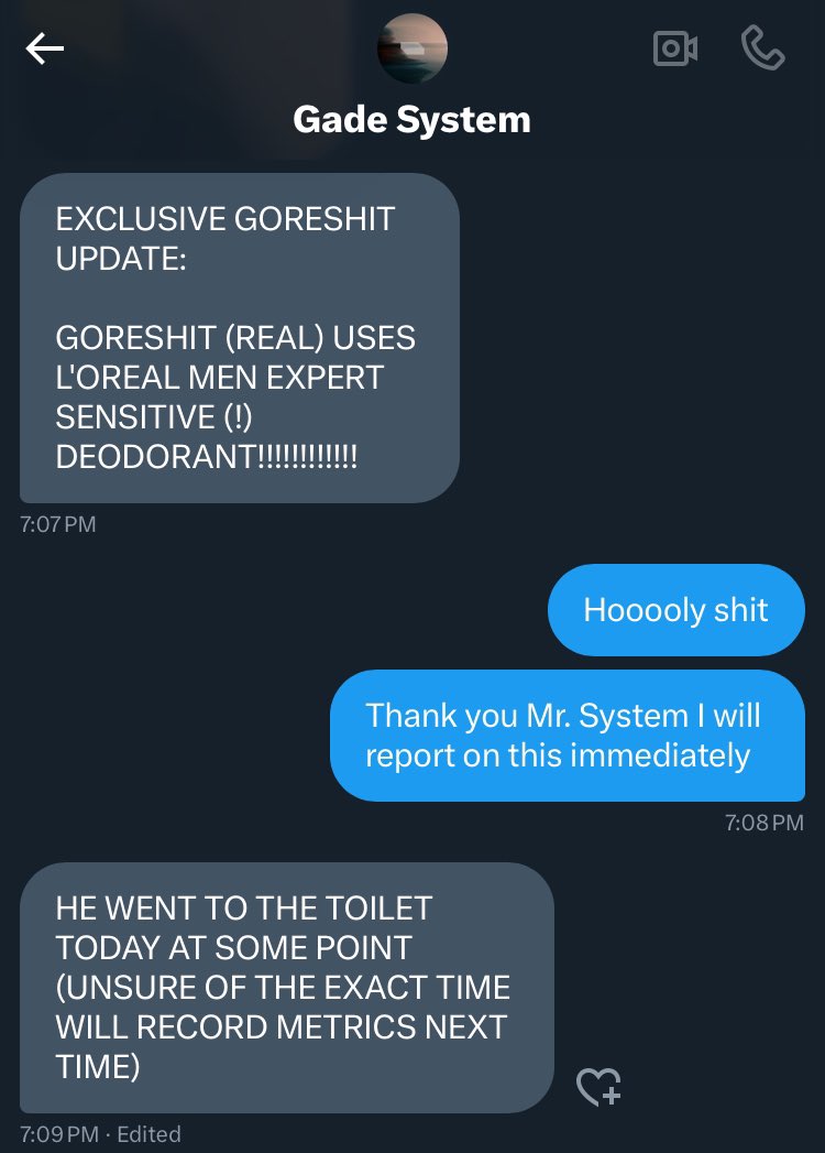 GoreshitUpdates's tweet image. EXCLUSIVE: Goreshit (Real) uses L'Oréal Men Expert Sensitive Deoderant.
He also went to the toilet at some point today.

Source: @/GadeSystem