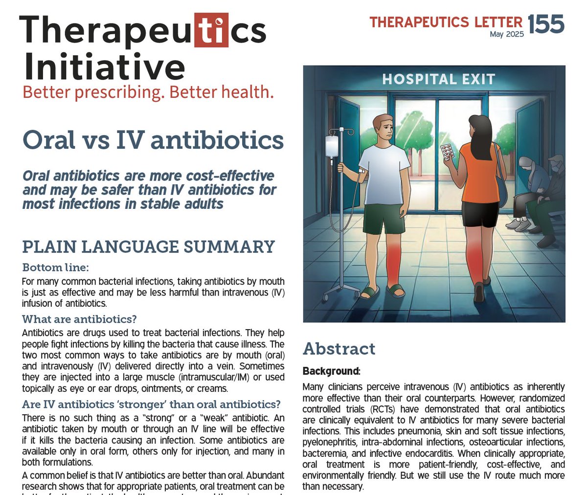Therapeutics Initiative (@drug_evidence) on Twitter photo 🆕 Oral vs IV antibiotics 🆕
Oral #Antibiotics are more cost-effective and may be safer than IV antibiotics for most infections in stable adults
TI Therapeutics Letter 155:
👉 ti.ubc.ca/letter155
TI Best Evidence webinar:
👉 ti.ubc.ca//antibiotics-w… (free registration) 🆕 Oral vs IV antibiotics 🆕
Oral #Antibiotics are more cost-effective and may be safer than IV antibiotics for most infections in stable adults
TI Therapeutics Letter 155:
👉 ti.ubc.ca/letter155
TI Best Evidence webinar:
👉 ti.ubc.ca//antibiotics-w… (free registration)