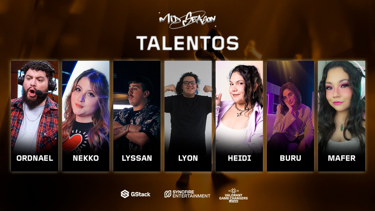 SyncFire Entertainment (@syncfireent) on Twitter photo ⚡MITAD DE TEMPORADA, MISMO NIVEL DE FUEGO⚡
¡Estos son los talentos que nos van acompañar en el Mid Season de la Open Series! 🎙️🔥
🎤@ordnaelgg
🧠<a href="/burufps/">Buru *.✧</a>
🧠<a href="/heidi_caster/">🎙️Heidiii | IFZ ✨</a>
🎙️<a href="/lyssan_m/">Lyssan</a>
🎙️<a href="/_MaferVera/">Mafer Vera #GameChangers 🍓✨️</a>
🎙️@K0lyon
🎙️<a href="/itsnekkolive/">Nekko</a>
💥Análisis, casteo y hosteo de primer nivel para una ⚡MITAD DE TEMPORADA, MISMO NIVEL DE FUEGO⚡
¡Estos son los talentos que nos van acompañar en el Mid Season de la Open Series! 🎙️🔥
🎤@ordnaelgg
🧠<a href="/burufps/">Buru *.✧</a>
🧠<a href="/heidi_caster/">🎙️Heidiii | IFZ ✨</a>
🎙️<a href="/lyssan_m/">Lyssan</a>
🎙️<a href="/_MaferVera/">Mafer Vera #GameChangers 🍓✨️</a>
🎙️@K0lyon
🎙️<a href="/itsnekkolive/">Nekko</a>
💥Análisis, casteo y hosteo de primer nivel para una