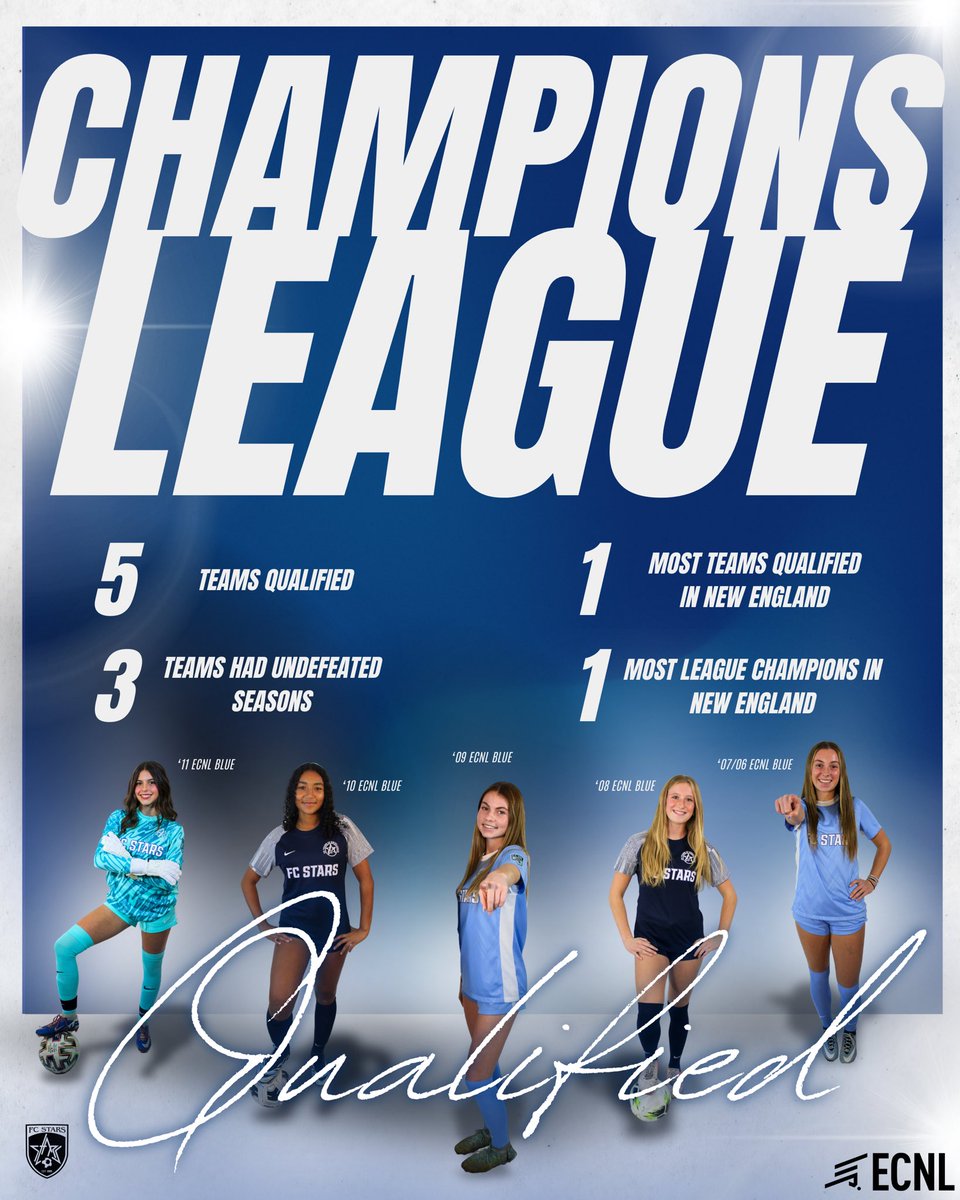 Congratulations to all 5️⃣ of our teams that qualified for the Champions League post season playoffs! 
#FCStars #StarsNation #ECNLGirls