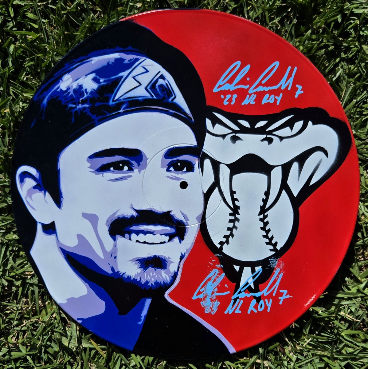 virosebud's tweet photo. An absolute dream come true yesterday all thanks to Derrick Hall &amp; the entire Dbacks organization.

I got to meet my favorite baseball player, Corbin Carroll. I was also able to gift him a painting I did &amp; he was kind enough to sign an extra one as well💜 A day I'll never forget. https://t.co/yMGRbsJ1Qt