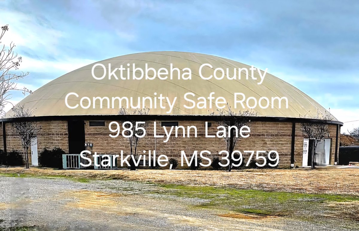 The Oktibbeha County Community Safe Room located at 985 Lynn Lane, Starkville, MS is open! We will continue to keep open until our severe weather threat has completely moved out of our area or the tornado watch had been canceled. #PrepareDontPanic