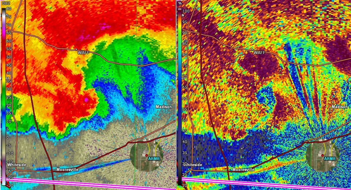 ARMOR RADAR HAS A STRONG/VIOLENT TORNADO NEARING MADISON. TORNADO EMERGENCY FOR MADISON - TAKE SHELTER NOW!