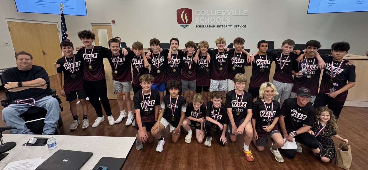 The Board is recognizing the 2025 TMSAA sectional champion boys soccer team from West Collierville Middle School.