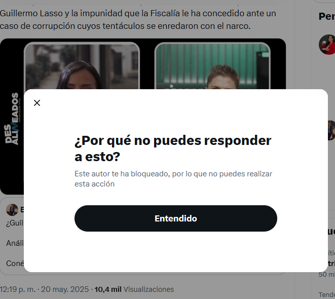 La esposa del sicario digital veneco y ñañón de  Leandro  Norero (+)  <a href="/MoniVelasquezV/">Mónica Velásquez</a>  me ha bloqueado

Eso es una para mi una 🥇

😂