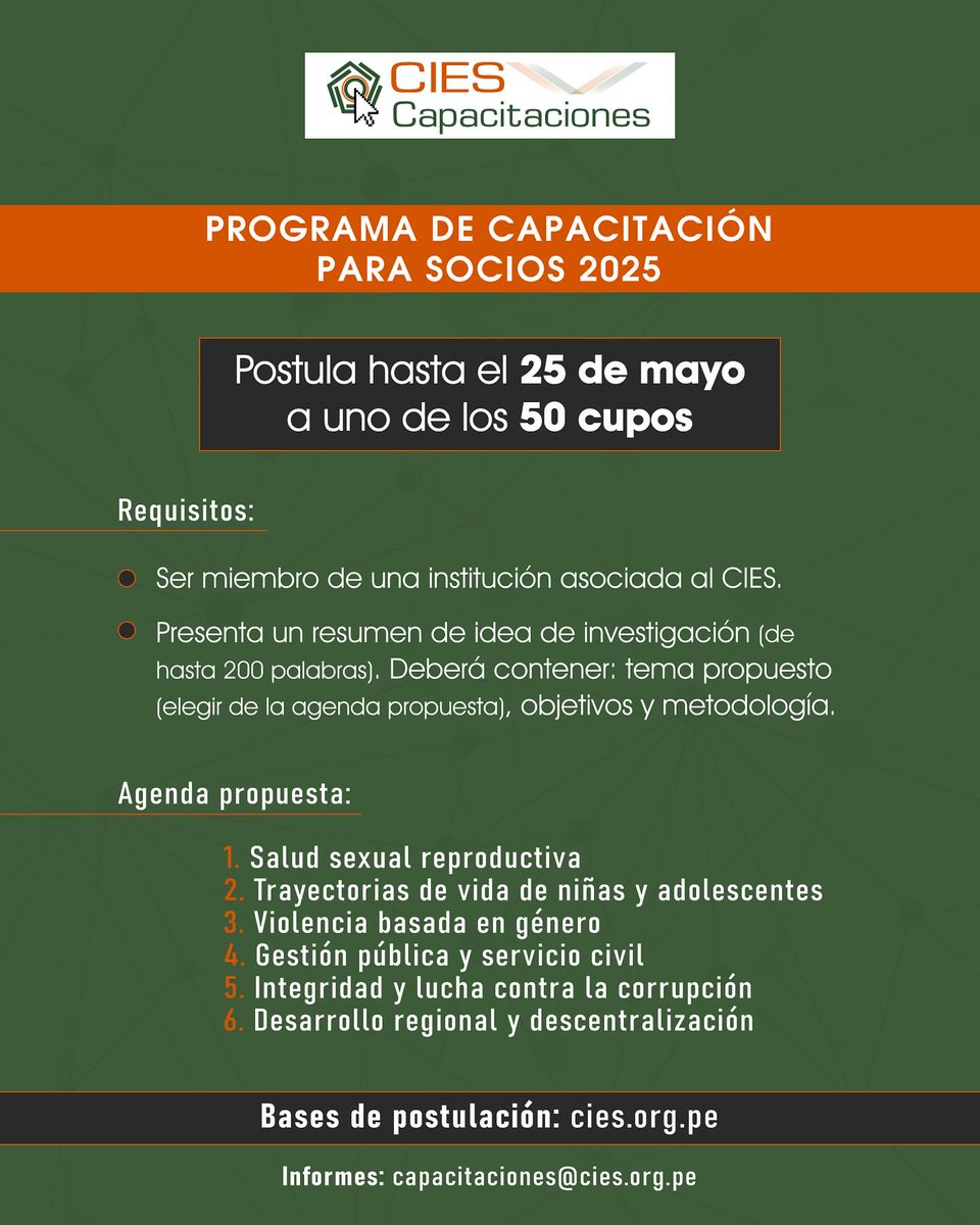 GraduadosEconSM's tweet photo. CONVOCATORIA A BECAS DEL CURSO SOBRE INVESTIGACIÓN 2025

Fecha de postulación:
 ⌛️ Hasta el 25 de mayo
Clases:
 🗓️ 04, 06, 09, 11 y 13 de mayo
🕛 6:00 pm a 9:00 pm

👉🏼 Postular: https://t.co/Vrul6ajr78

🔗 Más información: https://t.co/uyijqJEH53

#GraduadosEconomíaUNMSM https://t.co/zpoopabpWP