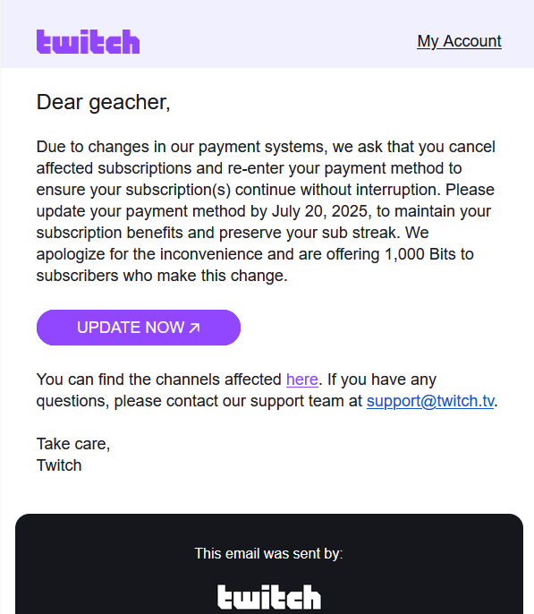 Geacher_'s tweet photo. Interesting only the oldest sub I have showed as impacted. I don't see the bits showing after doing what was asked. Oh well, At least doing a cancel then sub did not seem to send anything to chat like I thought it could. https://t.co/sKEvQtxb5L