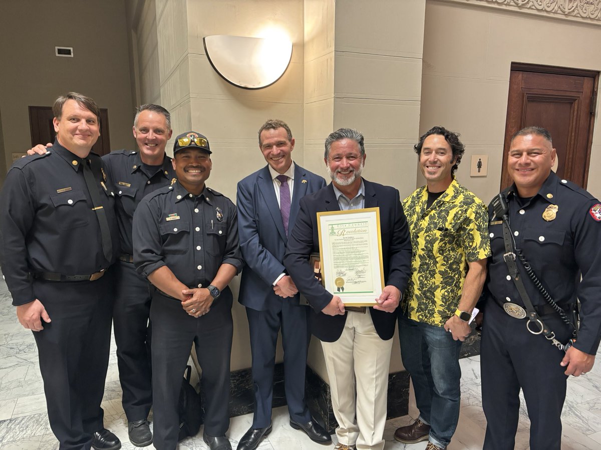 OaklandFireCA's tweet photo. This afternoon Retired #OFD Member Kevin Nuuhiwa was recognized in the Council Chambers as the City declared May 2025 as Asian American, Native Hawaiian, And Pacific Islander Heritage Month. Kevin was Honored for his 40 year Contribution To The Culture &amp; Vibrancy Of Oakland. https://t.co/2p0JL1nN4f