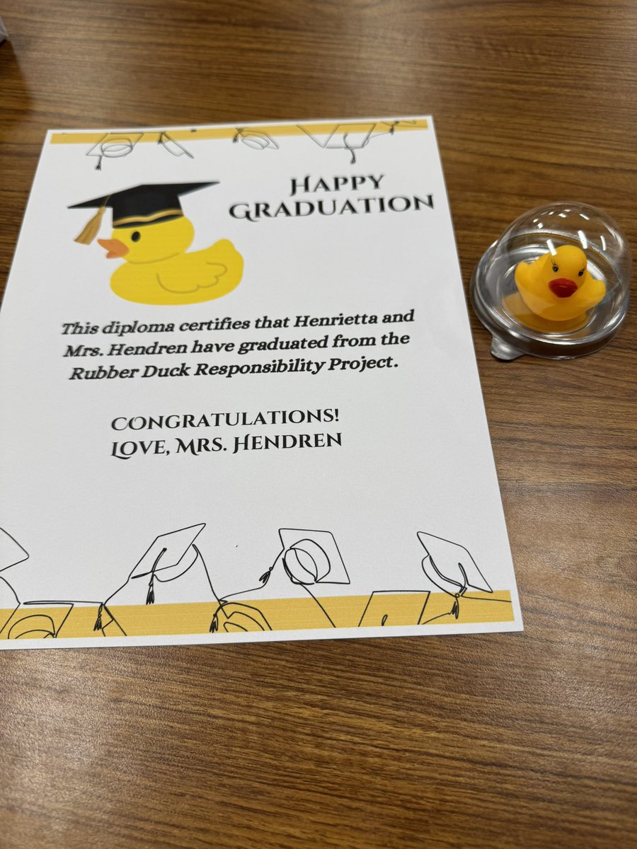 At the beginning of the month, we adopted Rubber Ducks as part of our Rubber Duck Responsibility Project. Yesterday our ducks and their owners graduated! 💛 #mjejags <a href="/MJEjags/">Jenks Elementary</a> <a href="/MJEThirdGrade/">MJE Third Grade</a>