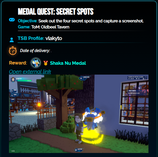 🦋 Shoutout to our first warrior!

Congrats to Vlakyto for being the first to complete the Secret Spots quest in ToM: Oldbeel Tavern 🏅
The challenge is live until May 26 — join here:
 asharastudios.com/Quests

#TowerOfMyths #AsharaSeason #AsharaSeasonIV #Metaverse