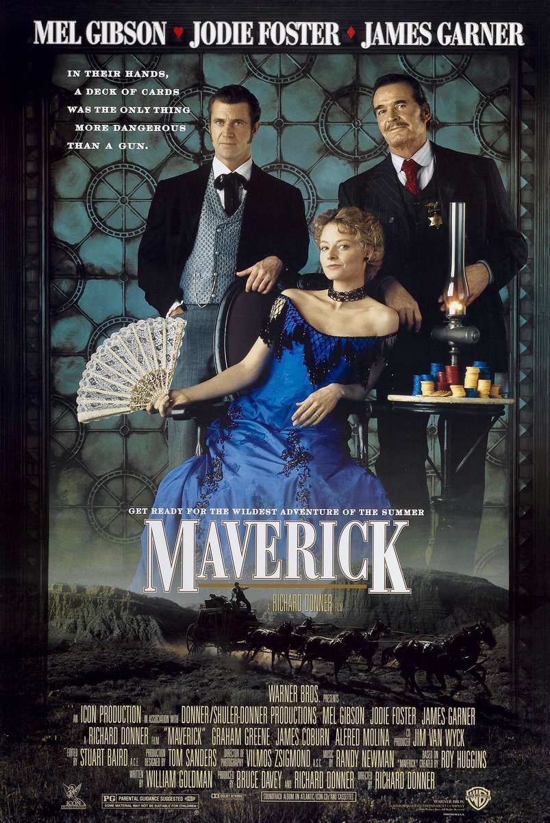 FilmNewsNos's tweet photo. 🎬MOVIE HISTORY: 31 years ago today, May 20, 1994, the movie 'Maverick' opened in theaters!

#MelGibson #JodieFoster #JamesGarner #GrahamGreene #AlfredMolina #JamesCoburn #GeoffreyLewis #PaulLSmith #MaxPerlich #Reba  #ClintBlack #VinceGill #WaylonJennings @Corey_Feldman https://t.co/6kYu3pwDma