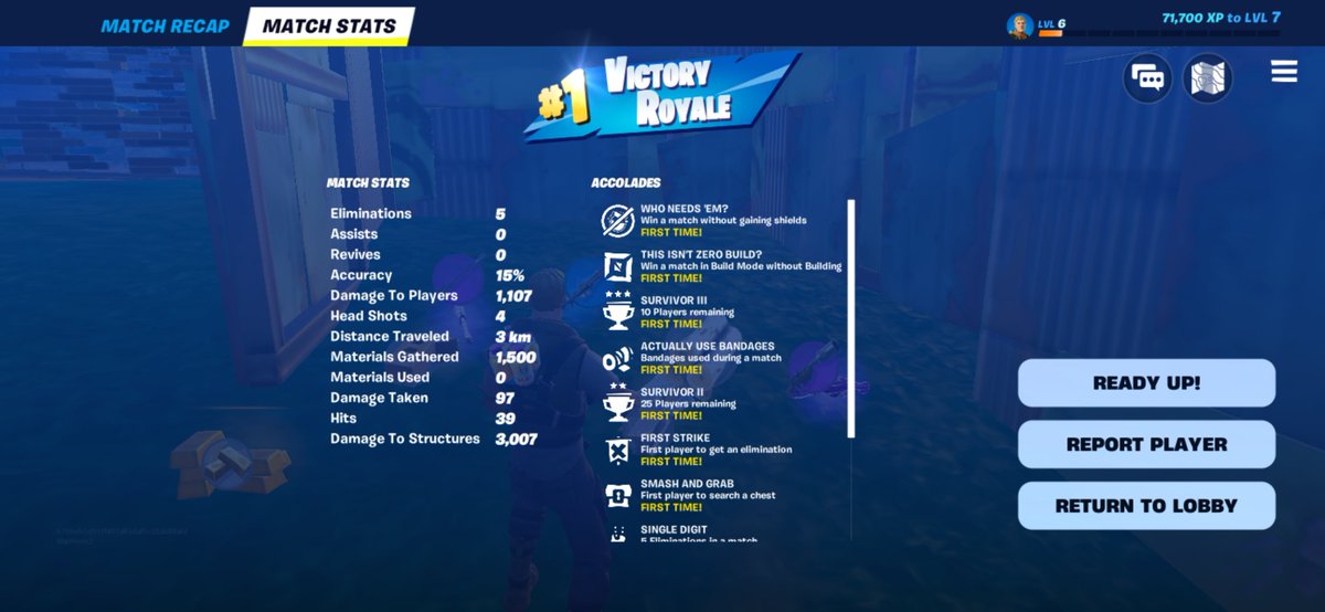 To celebrate fortnite freedom day, I played a battle royale game on my iphone.

Now time to retire.