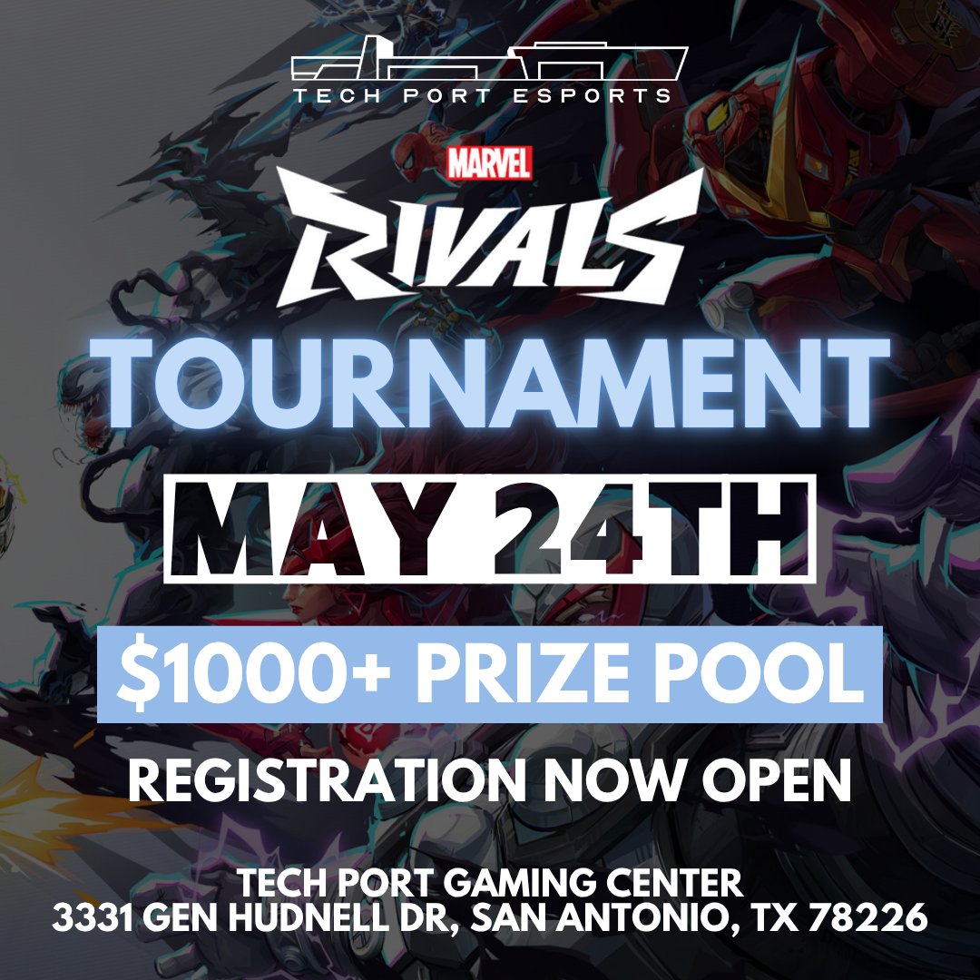 Tech Port Esports (@techportesports) on Twitter photo LIMITED SPOTS AVAILABLE🚨 
Cash prize pool. Secure your spot today!
Sign-ups here - forms.gle/MoYLYerMpZSZYn…
#marvelrivals #sanantonio #pcgaming LIMITED SPOTS AVAILABLE🚨 
Cash prize pool. Secure your spot today!
Sign-ups here - forms.gle/MoYLYerMpZSZYn…
#marvelrivals #sanantonio #pcgaming