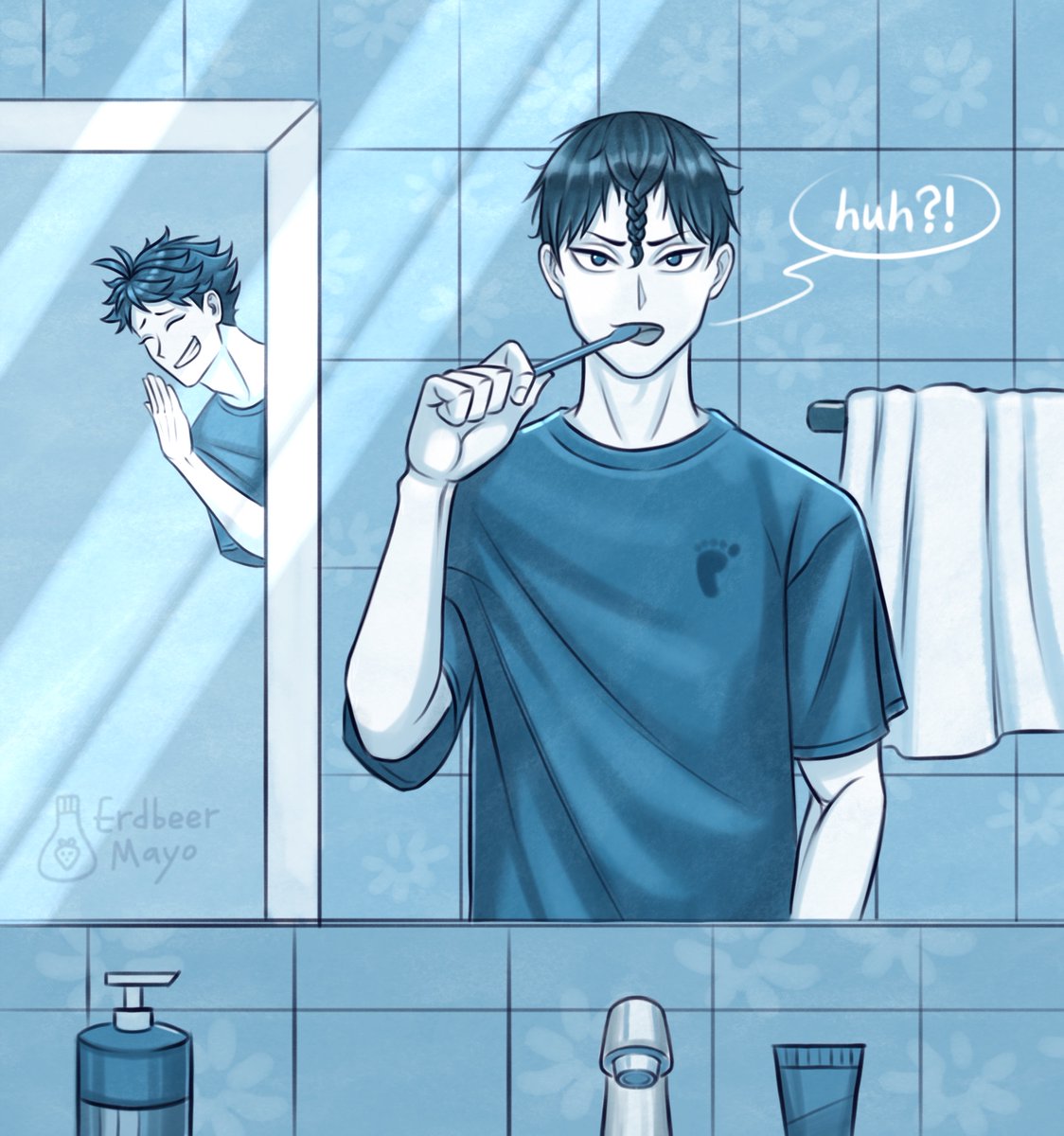 Did you know that when Tobio's bangs grow too long Tooru braids the middle part while he sleeps?
#oikage #及影