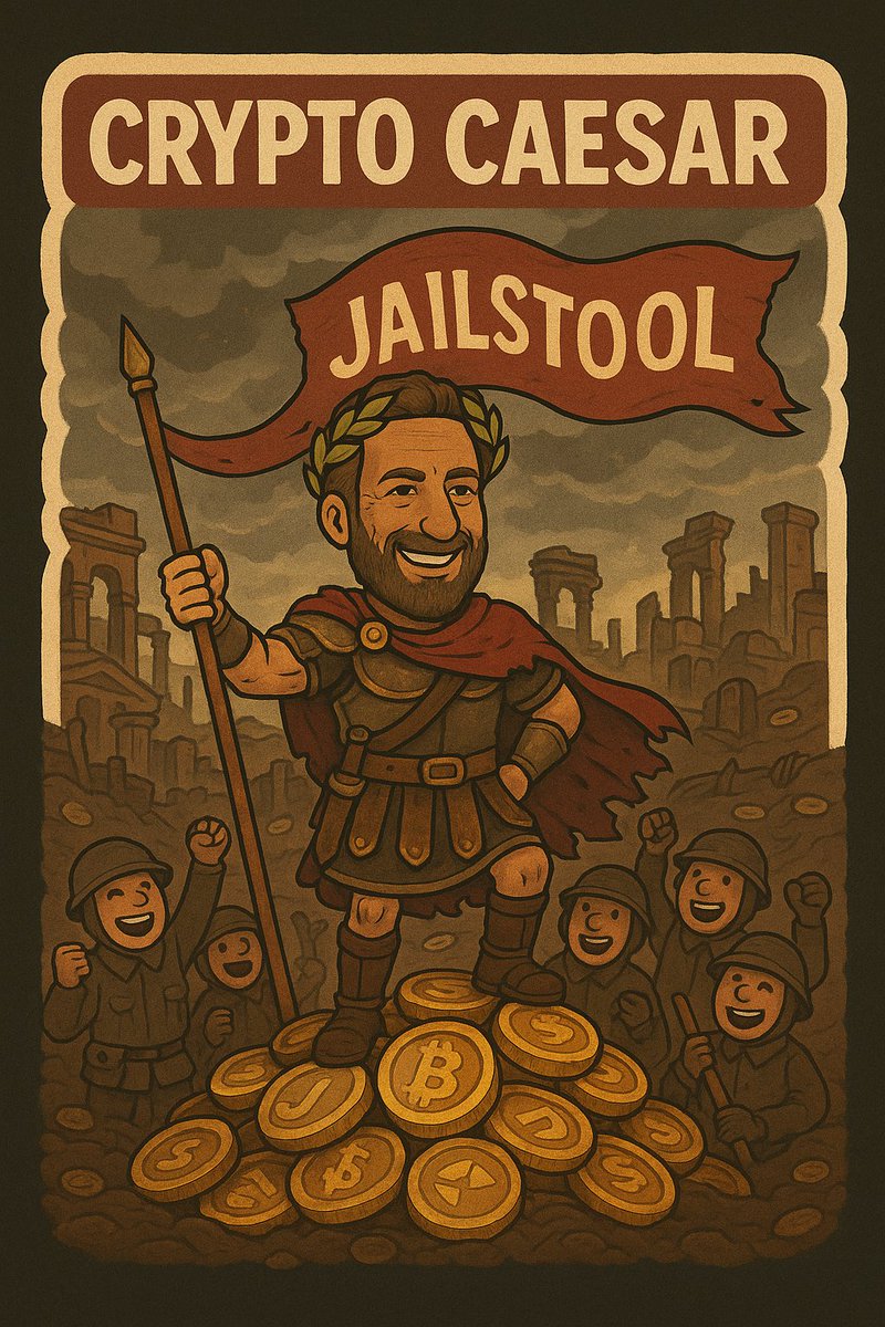 GetJailStool's tweet photo. Hail Caesar. 🏛️💩
The People's Coin now has a People's General.
While other tokens bend the knee to whales…
Crypto Caesar leads the JailStool Army from the trenches.

Victory favors the degens. Tag your squad and salute. 🫡
#CryptoCaesar #JailStoolArmy #TrenchesStrong #BarstoolCoin #HoldTheLine #NoCryinInTheCasino