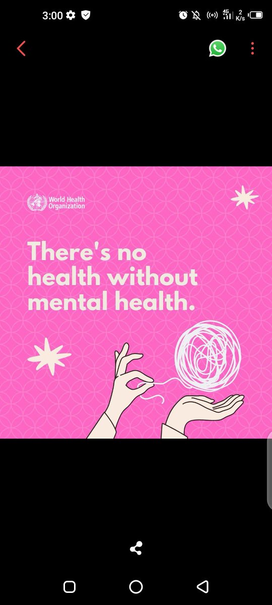 Mental health is so important. When you are mentally healthy, all is well. But if one is mentally unhealthy, it means they cannot to operate well according to the psychological breakdown. Therefore there is no health with out mental health.