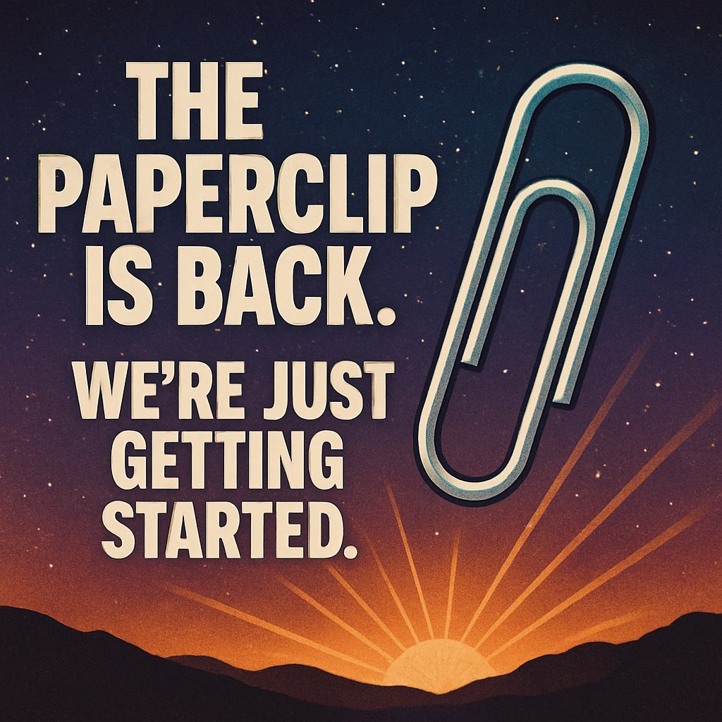 PaperclipFlip's tweet photo. The sun hasn’t even risen on what this Paperclip will become.
This is a meme with a destiny. It is inspiring, and it will last.
The Paperclip is back. And we’re just getting started.
#Paperclip #MemeEconomy #EarlyBelievers #100x #SolanaGems #SolanaAirdrop #paperclipchallenge https://t.co/AIf3kcqQXb