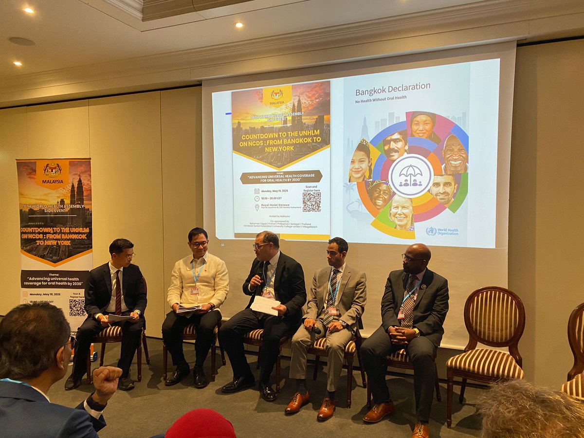 𝔻𝕣. 𝔸𝕙𝕞𝕖𝕕 𝕆𝕘𝕨𝕖𝕝l - FAPH (@laktarr001) on Twitter photo I was honored to speak (virtually) at an important #WHA78 side event on the <a href="/UN/">United Nations</a> High Level Meeting on #NCDs. I emphasized the need to ensure #OralHealth is in the final declaration and be part of the indicators for success.
#UntilWeAreAllSafe
<a href="/WHO/">World Health Organization (WHO)</a>
<a href="/KKMPutrajaya/">KKMalaysia🇲🇾🩺❤️</a> I was honored to speak (virtually) at an important #WHA78 side event on the <a href="/UN/">United Nations</a> High Level Meeting on #NCDs. I emphasized the need to ensure #OralHealth is in the final declaration and be part of the indicators for success.
#UntilWeAreAllSafe
<a href="/WHO/">World Health Organization (WHO)</a>
<a href="/KKMPutrajaya/">KKMalaysia🇲🇾🩺❤️</a>