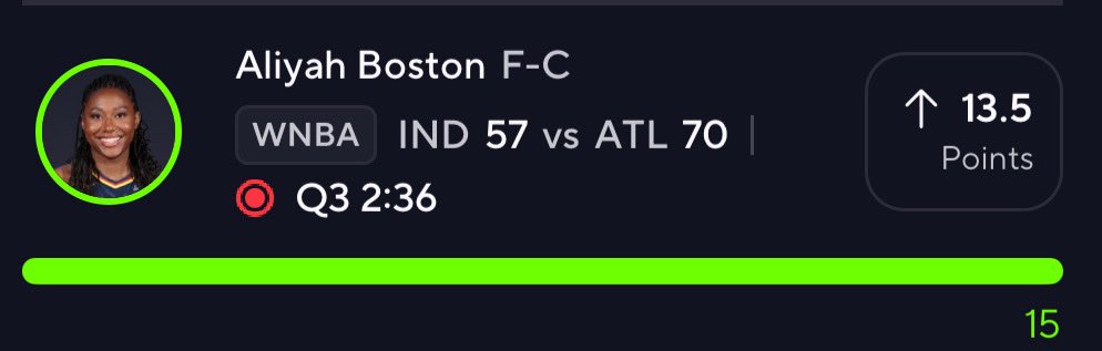 WNBA PRIZEPICKS POTD #3 ✅✅

Aliyah Boston OVER 13.5 Points 💰

early 3Q cash 🙂‍↕️

#PrizePicks #GamblingX