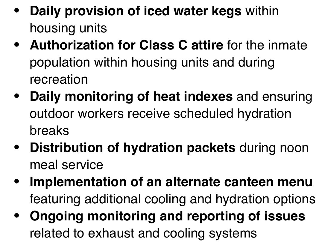 75% of the DOC lacks A/C. It is critical that we do everything we can to help the residents survive this heat.