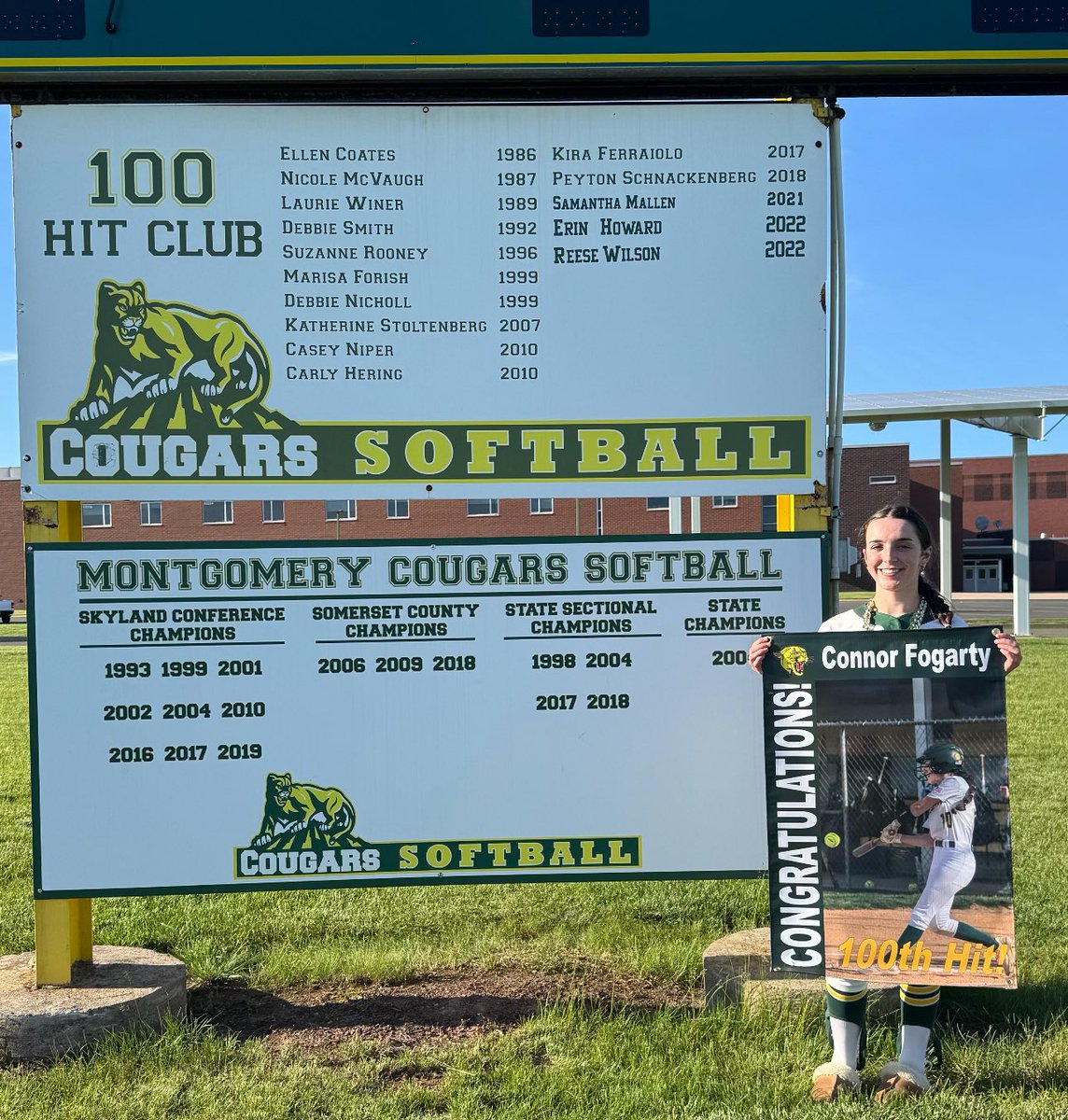 Montgomery Softball (@montgomery_sb) on Twitter photo Our newest member of the 100 Hit Club! Huge congrats to Senior Connor Fogarty who had her 100th hit today! Some great names on that list! <a href="/MHSCougarSports/">MHS Athletics</a> <a href="/PrincipalPino/">Heather Pino-Beattie</a> <a href="/SimeonPincus/">Simeon Pincus</a> <a href="/Yeo_Softball/">Oberlin Softball</a> Our newest member of the 100 Hit Club! Huge congrats to Senior Connor Fogarty who had her 100th hit today! Some great names on that list! <a href="/MHSCougarSports/">MHS Athletics</a> <a href="/PrincipalPino/">Heather Pino-Beattie</a> <a href="/SimeonPincus/">Simeon Pincus</a> <a href="/Yeo_Softball/">Oberlin Softball</a>