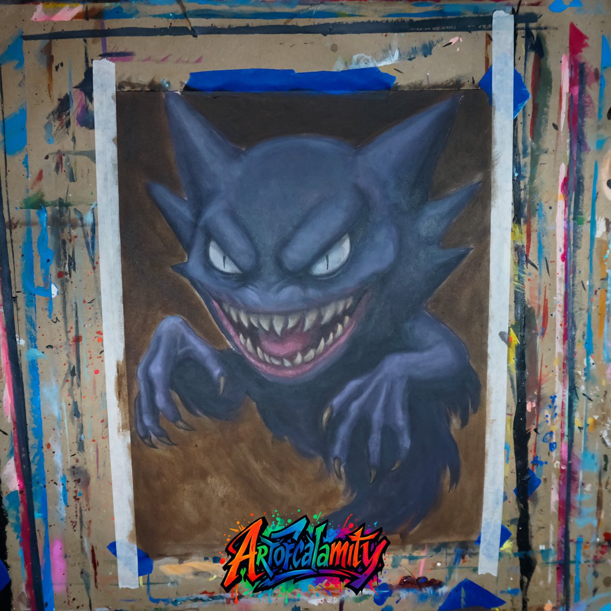 artofcalamity's tweet image. Just wrapped up this ghostly legend—Haunter in all his eerie glory. Acrylic on canvas, straight from the shadows

#pokemon #pokémonfanart #pokemonartwork