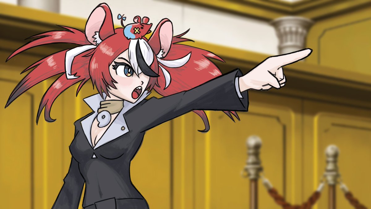 cuplaser's tweet photo. Very much enjoying @hakosbaelz's Ace Attorney playthroughs! #hololive #baelzbrush https://t.co/bA78uMOjV3