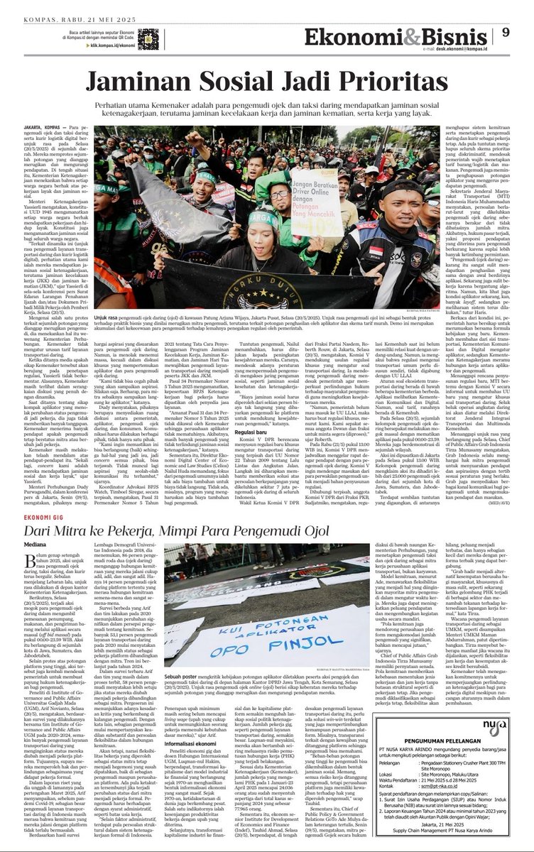 CaeciliaMediana's tweet image. On page 9 today @hariankompas 

#demoojol #jaminansosial #bpjs