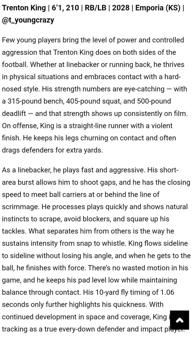 Trenton King (@t_youngcrazy) on Twitter photo Thank you <a href="/sixstarfootball/">Six Star Football | PLUS+</a> for the write up means a lot๐ฏ <a href="/cargile_wade/">CoolDaddyO</a> <a href="/PreWarWesley/">Coach Buckets</a> <a href="/PrepRedzone/">Prep Redzone ๐</a> <a href="/PrepRedzoneNext/">Prep Redzone ๐๐๐๐ ๐</a> <a href="/PrepRedzoneKS/">Prep Redzone Kansas</a> <a href="/247Sports/">247Sports</a> Thank you <a href="/sixstarfootball/">Six Star Football | PLUS+</a> for the write up means a lot๐ฏ <a href="/cargile_wade/">CoolDaddyO</a> <a href="/PreWarWesley/">Coach Buckets</a> <a href="/PrepRedzone/">Prep Redzone ๐</a> <a href="/PrepRedzoneNext/">Prep Redzone ๐๐๐๐ ๐</a> <a href="/PrepRedzoneKS/">Prep Redzone Kansas</a> <a href="/247Sports/">247Sports</a>