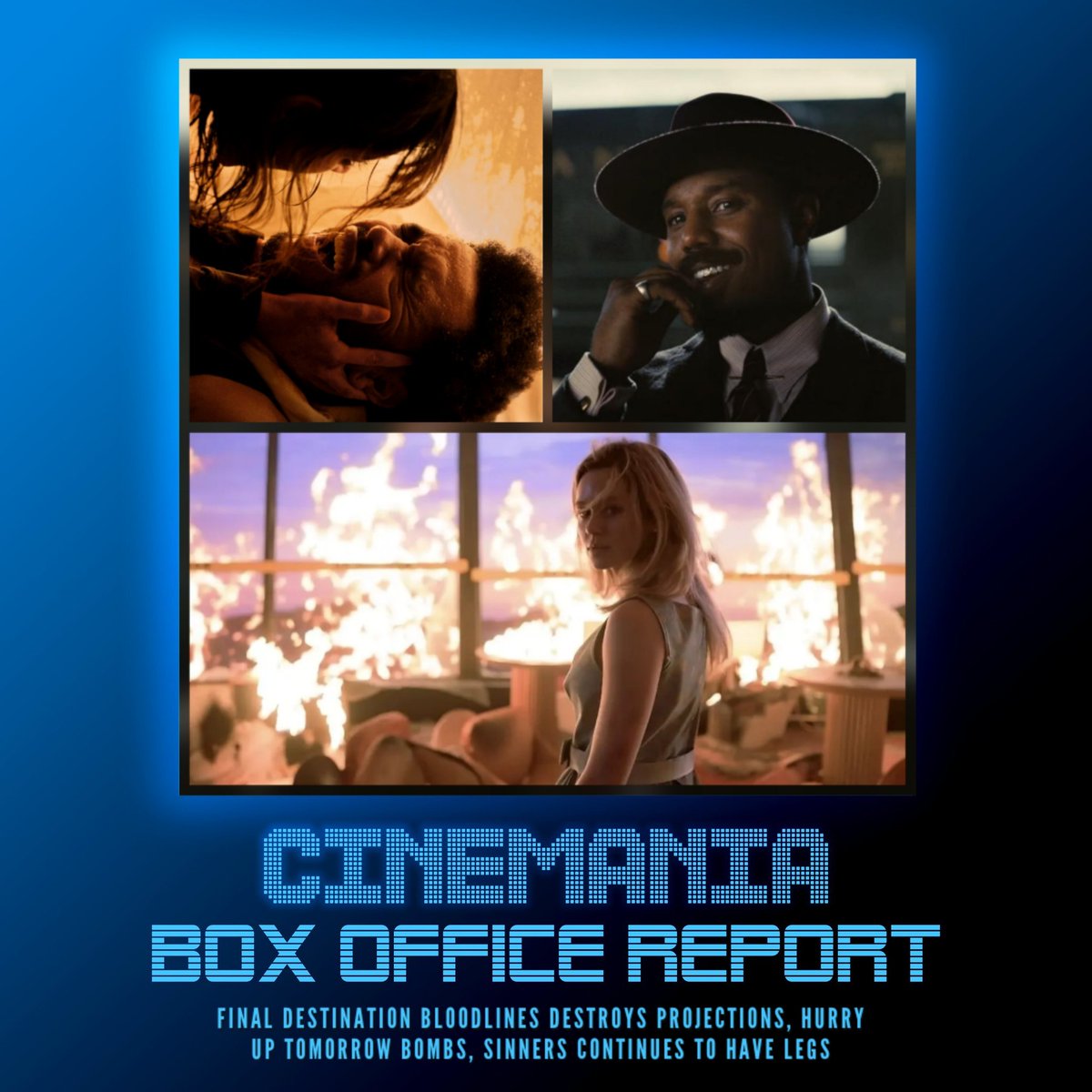 CinemaniaWorld's tweet image. Check out an all NEW episode of the Box Office Report Show! Join @Cinemaniac94 and @ChillyBoyYT as they talk the incredible opening for #FinalDestinationBloodlines , the horrible weekend for #HURRYUPTOMORROW , and more!
Listen here: linktr.ee/cinemaniaworld