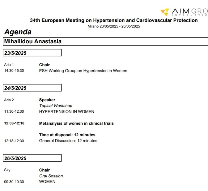 Dr Anastasia Mihailidou FAHA FCSANZ FESC (@anastasiasmihai) on Twitter photo <a href="/ESHypertension/">European Society of Hypertension</a> <a href="/ESH_Annual/">ESH Annual Meetings</a> am starting the journey for #ESH2025 in❤️#Milano 🇮🇹 for 4 days of great #science on #Hypertension #BloodPressure #Womens #HeartHealth
Grateful to the Scientific Cttee for the invitation to Chair & present🙏
Who will join us & very proud of our #ESH <a href="/ESHypertension/">European Society of Hypertension</a> <a href="/ESH_Annual/">ESH Annual Meetings</a> am starting the journey for #ESH2025 in❤️#Milano 🇮🇹 for 4 days of great #science on #Hypertension #BloodPressure #Womens #HeartHealth
Grateful to the Scientific Cttee for the invitation to Chair & present🙏
Who will join us & very proud of our #ESH