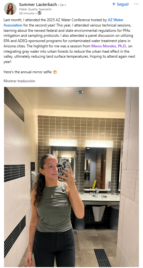 DoctorDelAgua's tweet photo. When someone who attended your session writes something like this… it’s everything
Thank you, Summer! 🌵🌴💐💧
Testimonials like yours on @LinkedIn give meaning to the doubts, the effort, and the long hours
This is what fuels #DrWater! (1/2)
#UrbanCooling #WaterScience #AZWater https://t.co/TMB2VRNu0V