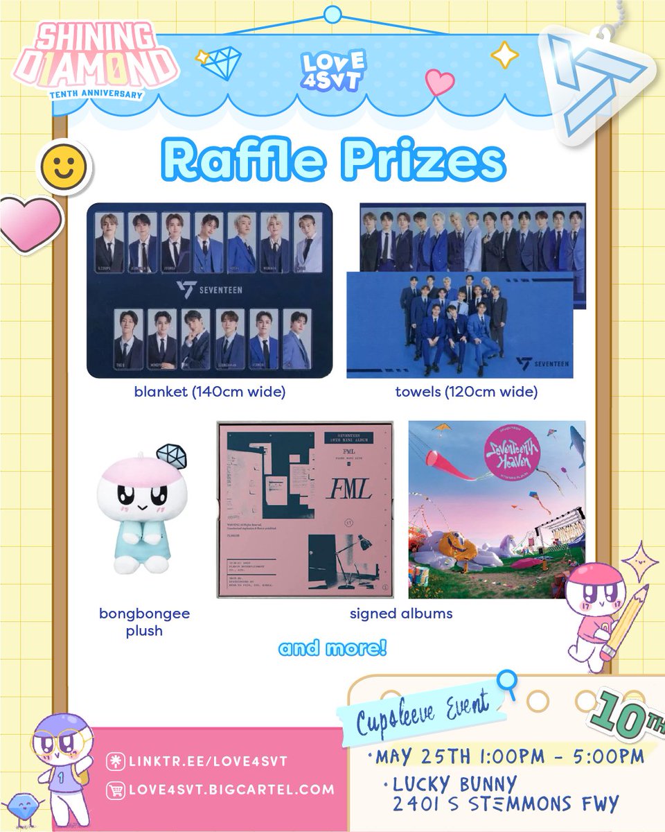 The stamp rally is back! 💖 Participate in our stamp rally to win a prize AND enter our raffle for even bigger prizes. We'll be raffling off official merch, SIGNED albums, and more!